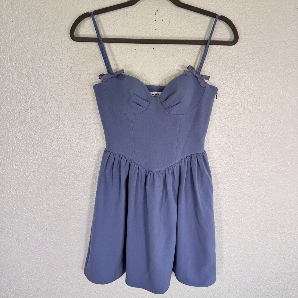 Rumored Little Dream Mini Dress Womens XS Romantic Corset Style Babydoll Blue
